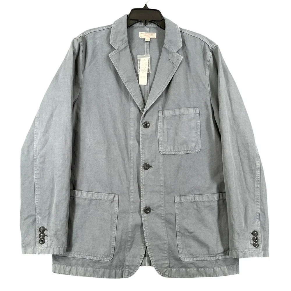 J Crew Wallace Barnes Chore Blazer Mens 42L Cotton Linen Slate Blue Casual Wear